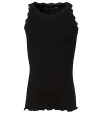 Rosemunde Top - Long - Silk/Cotton - Black w. Lace
