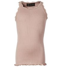 Rosemunde Top - Longue - Soie/Coton - Rose Poudr av. Dentelle