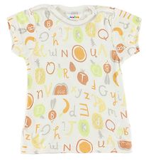 Joha T-Shirt - Bambus - Weiß m. Früchte/Buchstaben