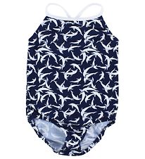 Petit Crabe Badeanzug - UV50+ - Navy m. Delfinen