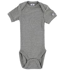 Smallstuff Bodysuit S/S - Grey Melange/Dark Grey Striped