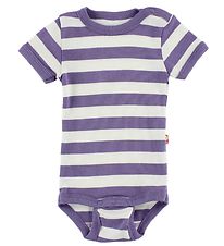 Katvig Bodysuit - S/S - White/Purple Striped