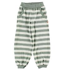 Katvig Trousers - White/Dusty Green Striped