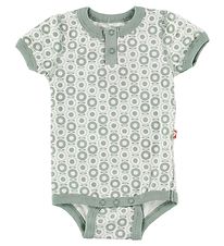 Katvig Classic Bodysuit - S/S - White w. Dusty Green Apples