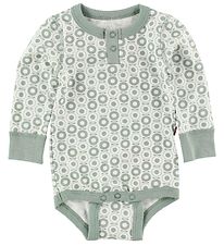 Katvig Classics Romper - l/s - Wit m. Dusty Groen Appels