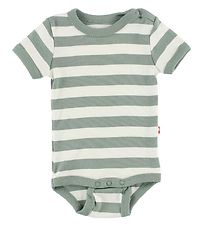 Katvig Bodysuit - s/s - White/Dusty Green Striped