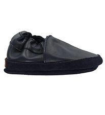 Melton Leren Slippers - Navy