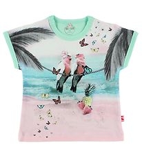 Me Too T-Shirt - Mint m. Papageien/Schmetterlinge