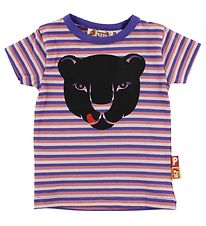 Dier T-Shirt - Paars/Roze Gestreept m. Panter