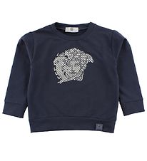 Young Versace Sweatshirt - Mattblau m. Silbernes Logo