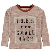 Small Rags -Pullover - Kastanie/Wei-gestreift m. Text