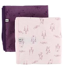 Pippi Couverture - 70x70 - 2 Pack - Violet/Rose av. Coeurs/Papil