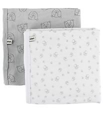 Pippi Blanket - 70x70 - 2-Pack - White/Light Grey w. Bears/Footp