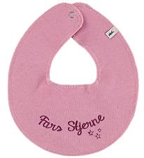 Pippi Baby Teething Bib - Round - Dark Pink w. Fars Stjerne