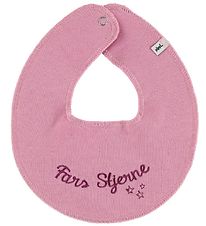 Pippi Teething Bib - Round - Dark Pink w. Father's Star