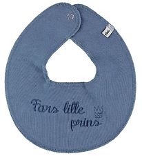 Pippi Baby Teething Bib - Round - Dusty Blue w. Fars Lille Prins