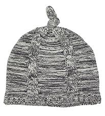 Minymo Bonnet en Tricot - Blanc/Gris Charbon