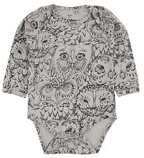 Soft Gallery Bodysuit L/S - Bob - Grey w. Owls