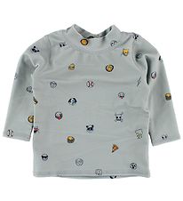 Soft Gallery Swim Top L/S - UV50+ - Astin - Grey w. Emojies