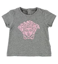 Young Versace T-shirt - Grey Melange w. Pink Medusa