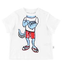 Stella McCartney Kids Stuttermabolur - Hvítur M. Skrímsli líkami