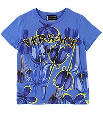 Young Versace T-Shirt - Blau m. Blumen