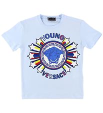 Young Versace T-Shirt - Lichtblauw m. Logo/sterren