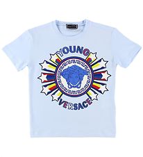 Young Versace T-Shirt - Hellblau m. Logo/Sternen