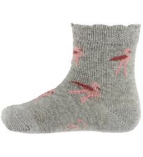 Petit Stadt Sofie Schnoor Socken - Grau Meliert m. Flamingos