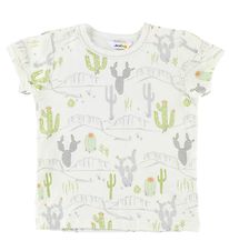 Joha T-shirt - Bamboo - Ivory w. Cactus Print