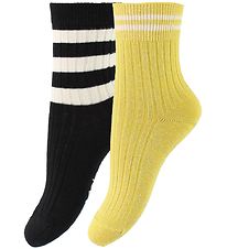 Molo Socks - 2-Pack - Nomi - Yellow Glitter/Black