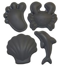 Scrunch Sand Molds - 4 pcs - Silicone - 6,5-10,5 cm - Dark Grey