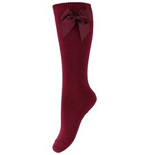 Condor Knee-High Socks w. Bow - Bordeaux