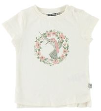 Wheat T-shirt - Flower Bird - Ivory w. Print