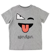 Fendi Kids T-Shirt - Graumeliert m. Gesicht