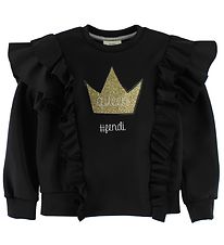 Fendi Kids Blouse - Black w. Ruffles/Golden Crown