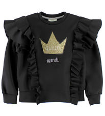 Fendi Kids Blouse - Black w. Ruffles/Golden Crown