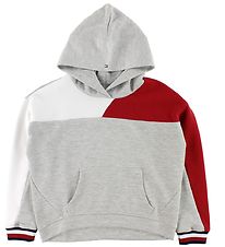 Tommy Hilfiger Kapuzenpullover - Graumeliert m. Rot/Wei