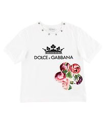 Dolce & Gabbana Stuttermabolur - Hvítt M. Blóm