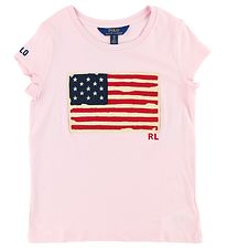 Polo Ralph Lauren T-Shirt - Roze m. Flag