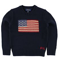 Polo Ralph Lauren Blouse - Knitted - Navy w. Flag