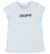 Fendi Kids T-shirt - Light Blue w. Text