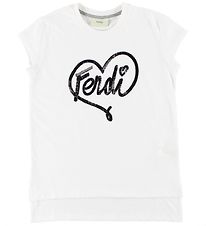 Fendi Kids T-Shirt - Wit m. Pailletten