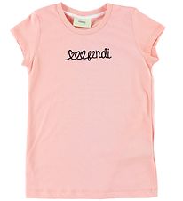 Fendi Kids T-Shirt - Rose av. Texte