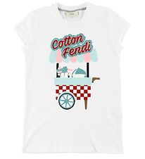 Fendi Kids T-paita - Valkoinen, Kimalle Printti
