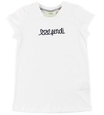 Fendi Kids T-Shirt - Blanc av. Texte