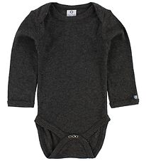 Smallstuff Bodysuit l/s - Charcoal Melange w. Elephants