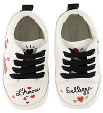Dolce & Gabbana Leren Slippers - Sneakers - Wit m. Print
