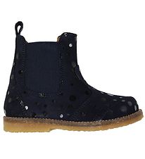 Pom Pom Boots - Navy w. Dots