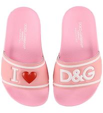 Dolce & Gabbana Strandsandalar - Bleikt M. Prentað